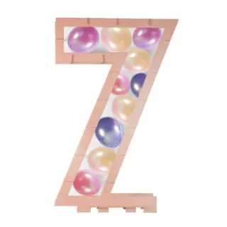 rose goudkleurig ballonstandaard in de vorm van een 7