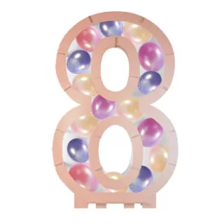 rose goudkleurig ballonstandaard in de vorm van een 8