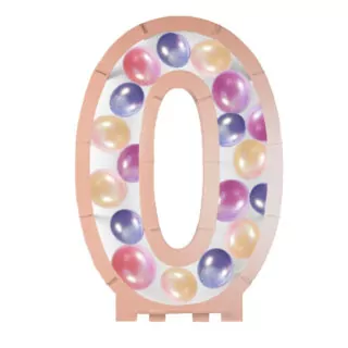 rose goudkleurig ballonstandaard in de vorm van een 0