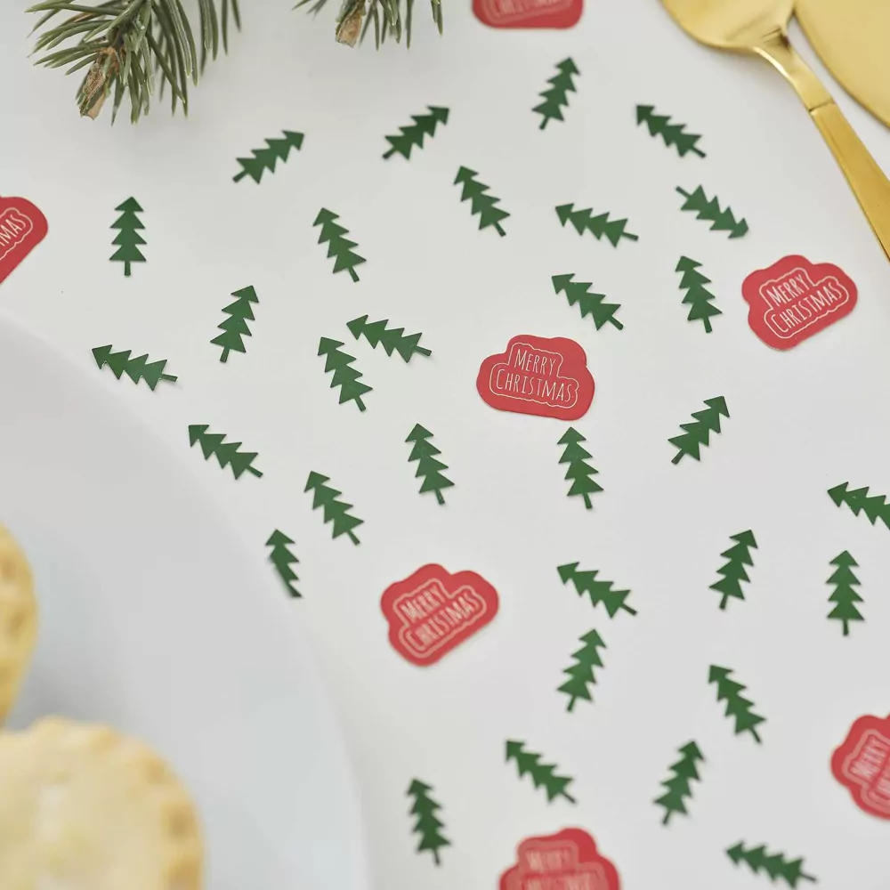 confetti in de vorm van kerstboompjes