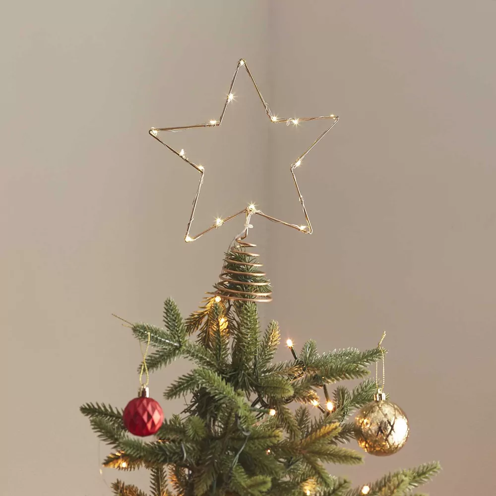 Kerstboomtopper in de vorm van een ster met lampjes