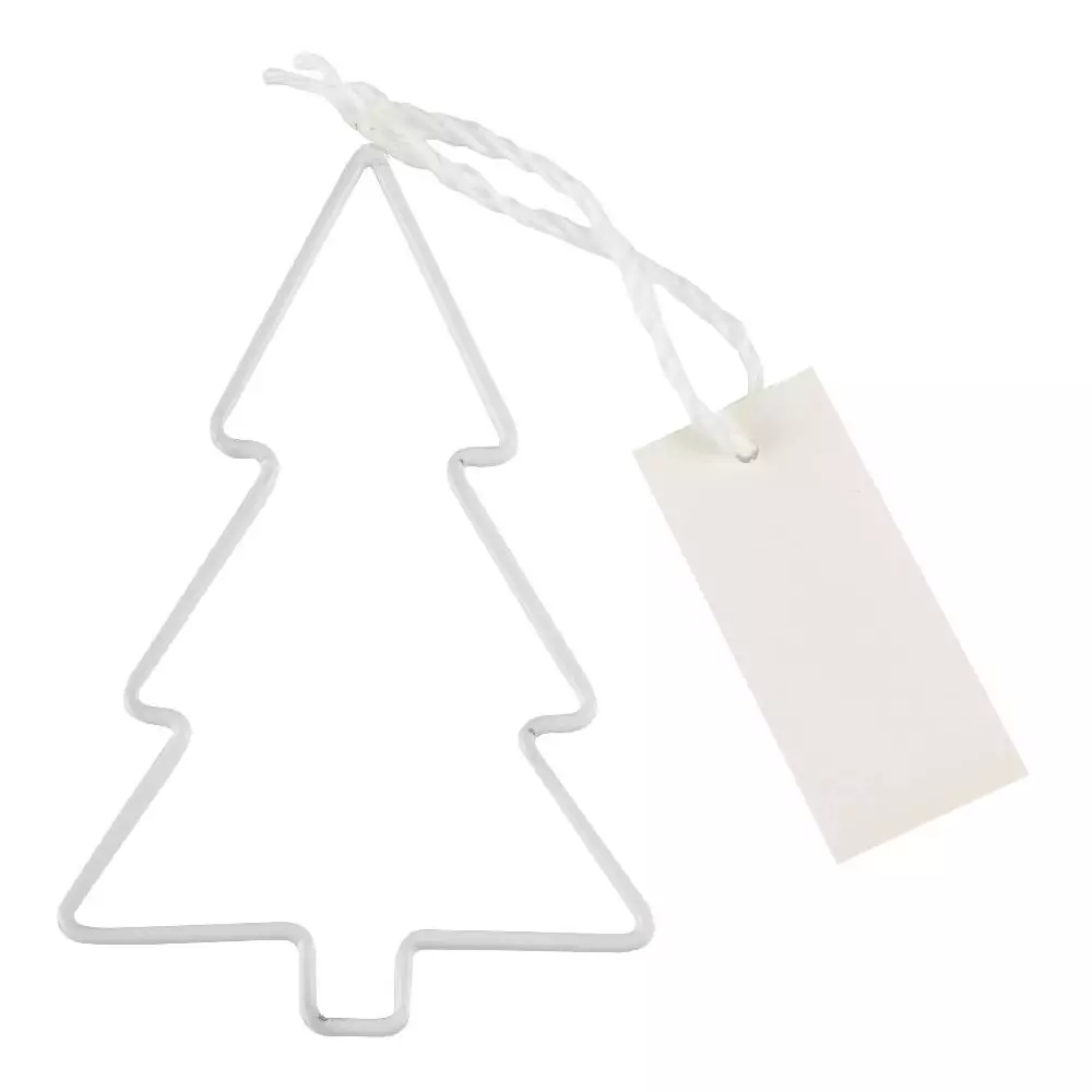 Wit tafelkaartje in de vorm van een kerstboompje