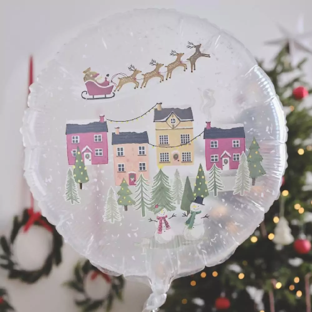 Folieballon met kersdorp erop