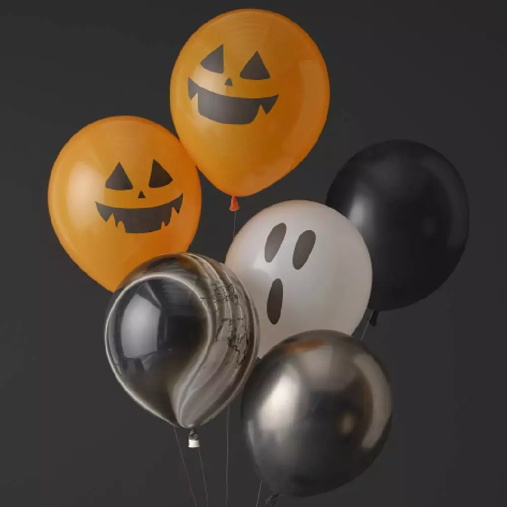 bundel met halloween ballonnen voor zwarte wand