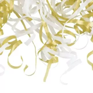 gouden en witte confetti streamers