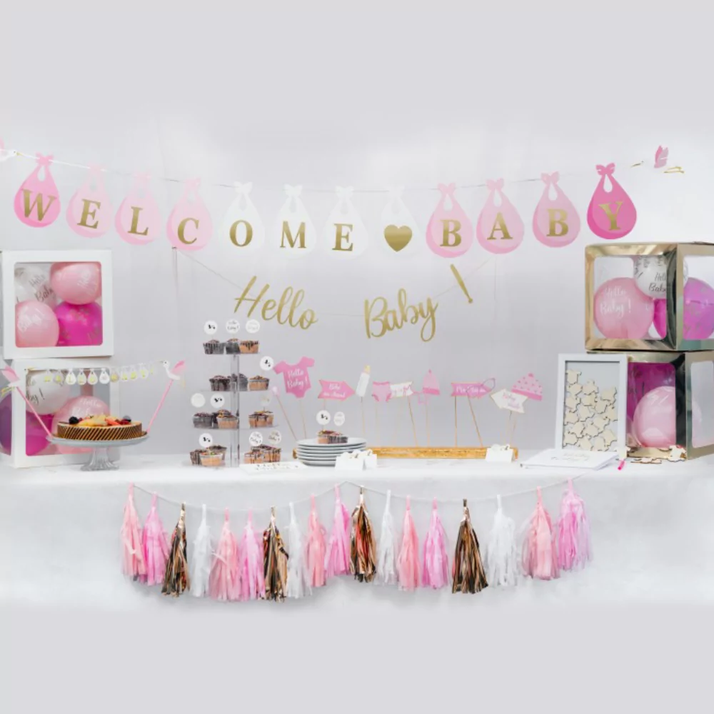 Versiering voor een gender reveal meisje