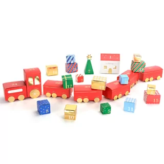 advent kalender kerst trein rood