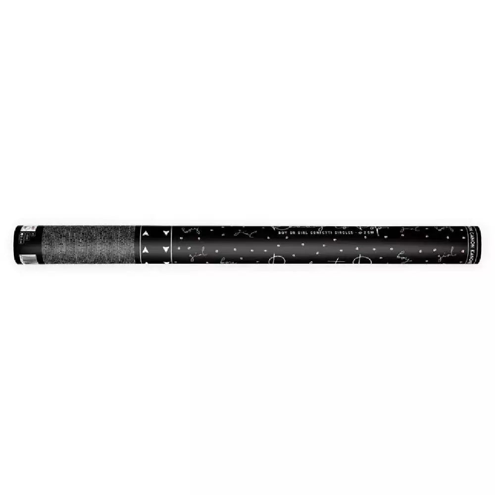 Zwarte confettishooter van 60 centimeter lang