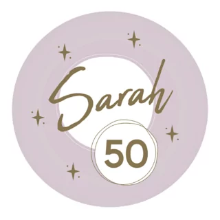 Lila borden met gouden tekst sarah 50 voor een verjaardag vrouw