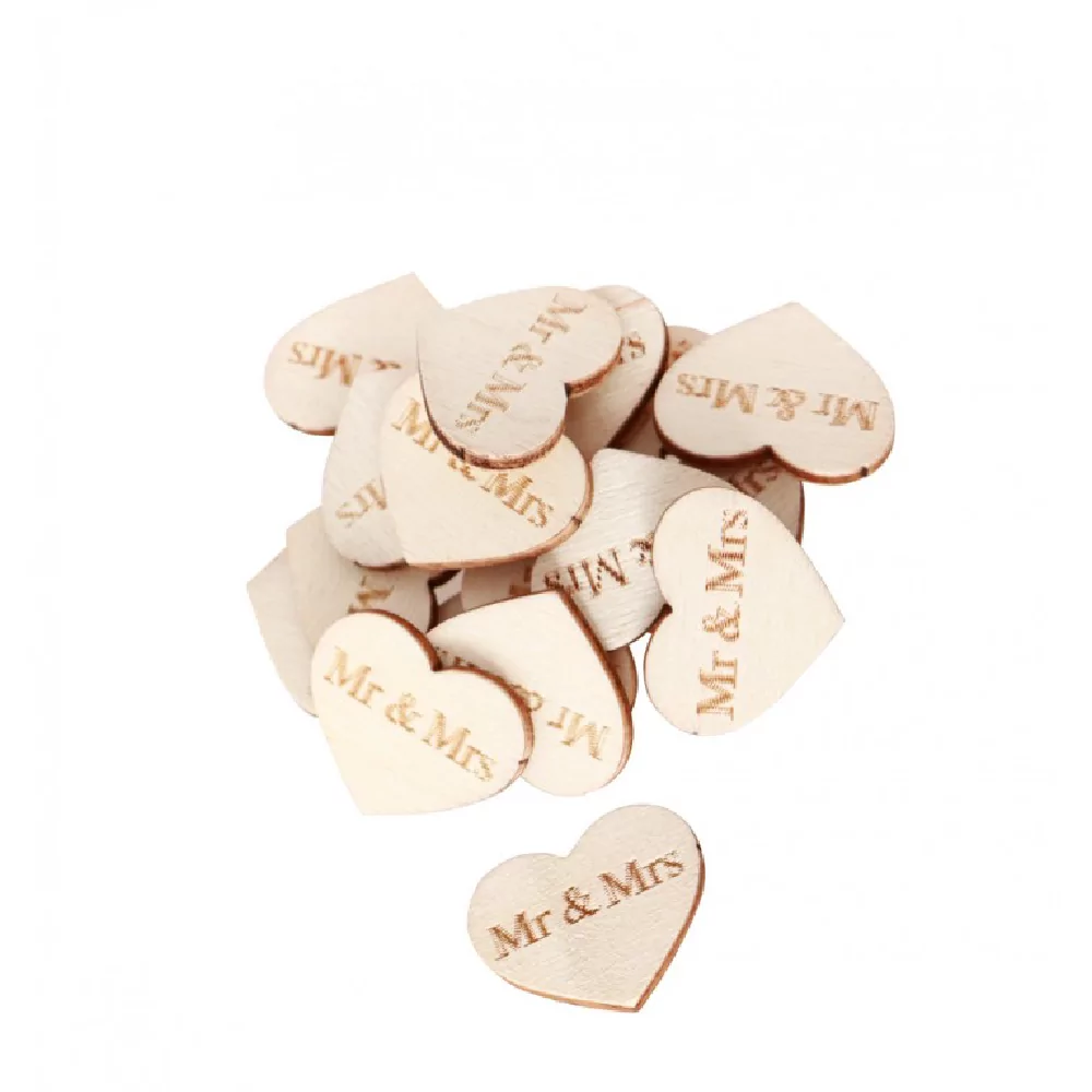 houten tafel confetti hartjes