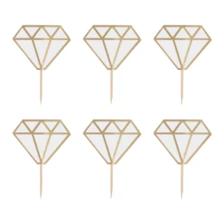 Donut toppers met een diamantje in het wit en goud