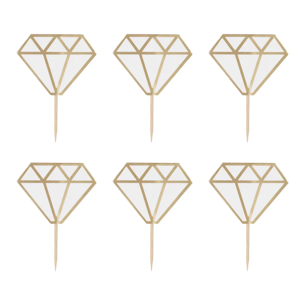 Donut toppers met een diamantje in het wit en goud