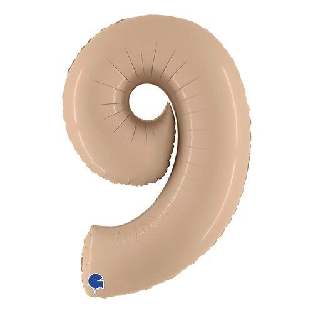 Folieballon cijfer 9 in het nudekleurig