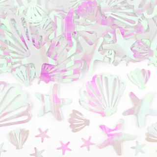iridescent zeesterren en schelpen confetti