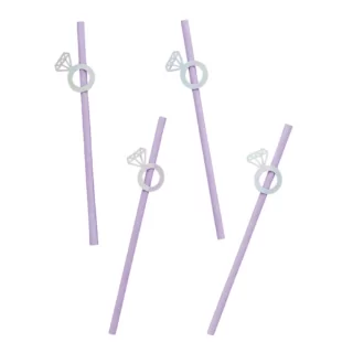 Paarse rietjes met diamanten ringetjes