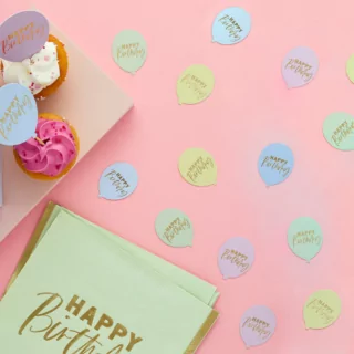 ballonvormige confetti in pastelkleuren