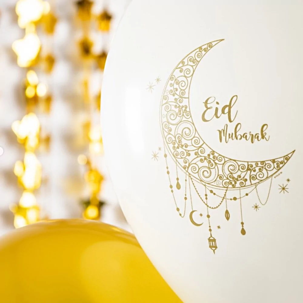 Ballonnen 'Eid Mubarak' - Blauw Wit Goud - Afbeelding 4