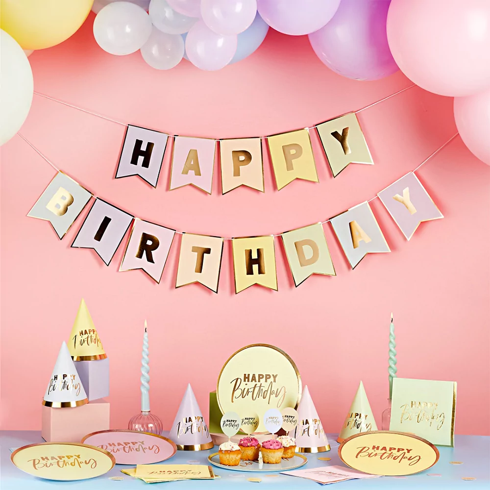 Slinger Happy Birthday - Pastel Goud - Afbeelding 3