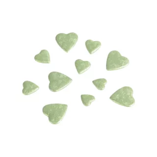 Saliegroene hartjes confetti van hars