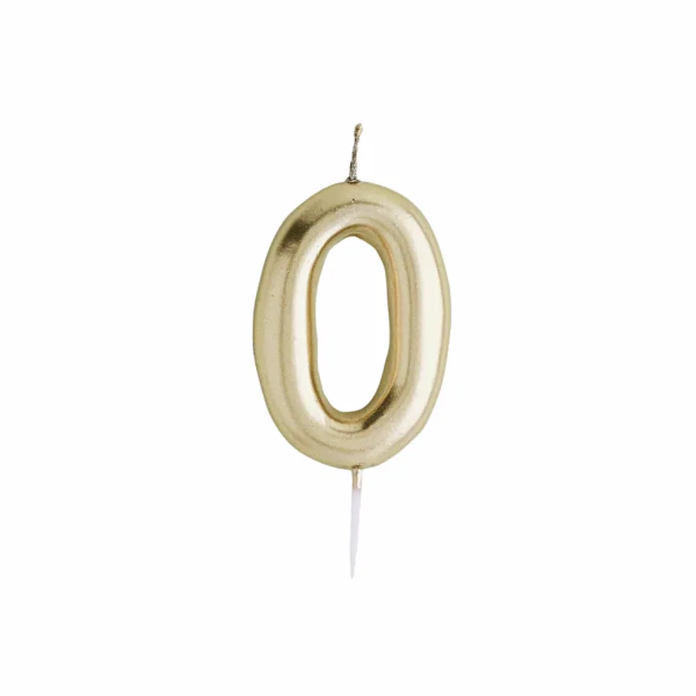 gouden taartkaars met cijfer 0