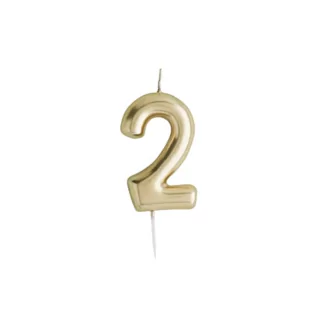 gouden taartkaars met nummer 2