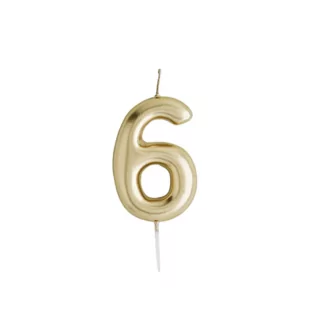 gouden taartkaars met nummer 6
