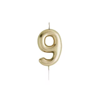 gouden taartkaars met nummer 9