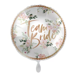 rose gouden team bride folieballon met roze bloemetjes