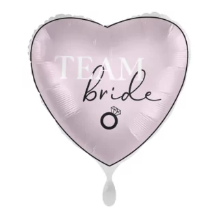 roze folieballon met de tekst team bride in het wit en zwart