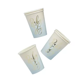 blauw en witte ombre bekers met gouden tekst baby boy