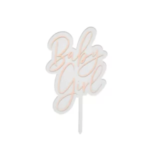 acryl taart topper met roze tekst baby girl
