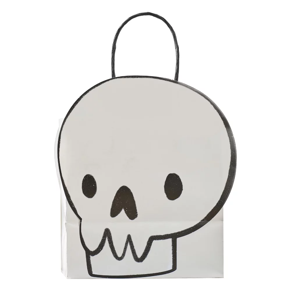 Cadeautasje met een doodshoofd erop in het zwart en wit