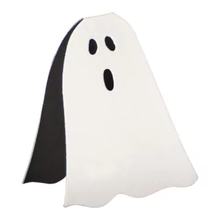 Tafelkaartjes in de vorm van een spookje met gezichtje