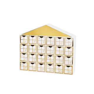 Advent kalender in het wit met goud