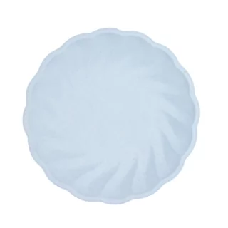 Licht blauw bordje in de vorm van een bloem