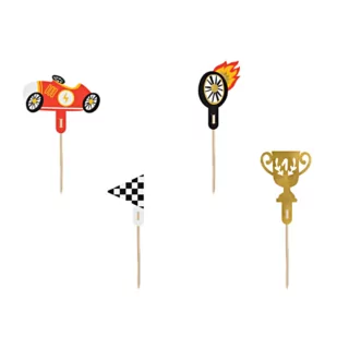 Cupcake toppers met auto race versiering