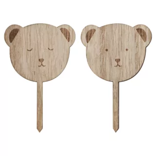 Houten cupcake toppers met teddy beren