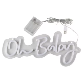 Lichtgevend bordje met de tekst oh baby