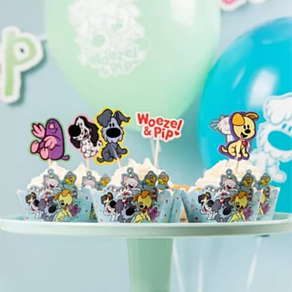 woezel en pip cupcake set met wikkels en prikkers