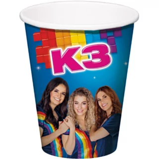 K3 bekers met regenbogen en K3 erop