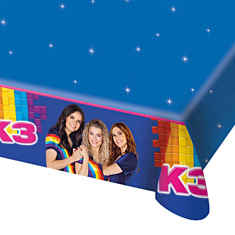 K3 tafelkleed in het donkerblauw met sterren en regenboogjes