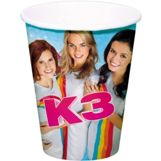 K3 bekers in het roze en met regenbogen