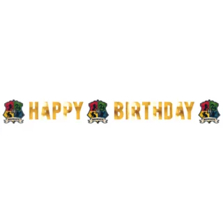 Gouden harry potter letter banner met de tekst happy birthday