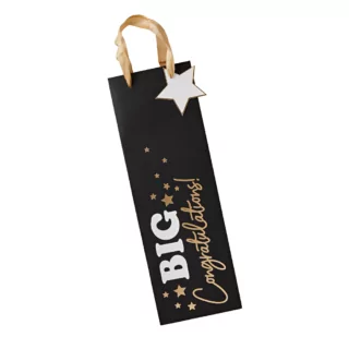 Cadeautas in het zwart en goud met de tekst big congratulations