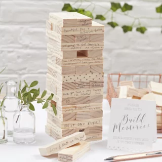Houten jenga toren bruiloft gastenboek