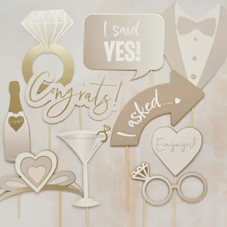 photo booth props huwelijk goud en creme