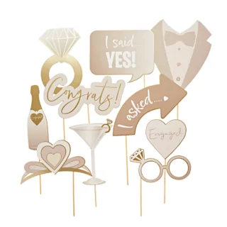 photo booth props huwelijk goud en creme