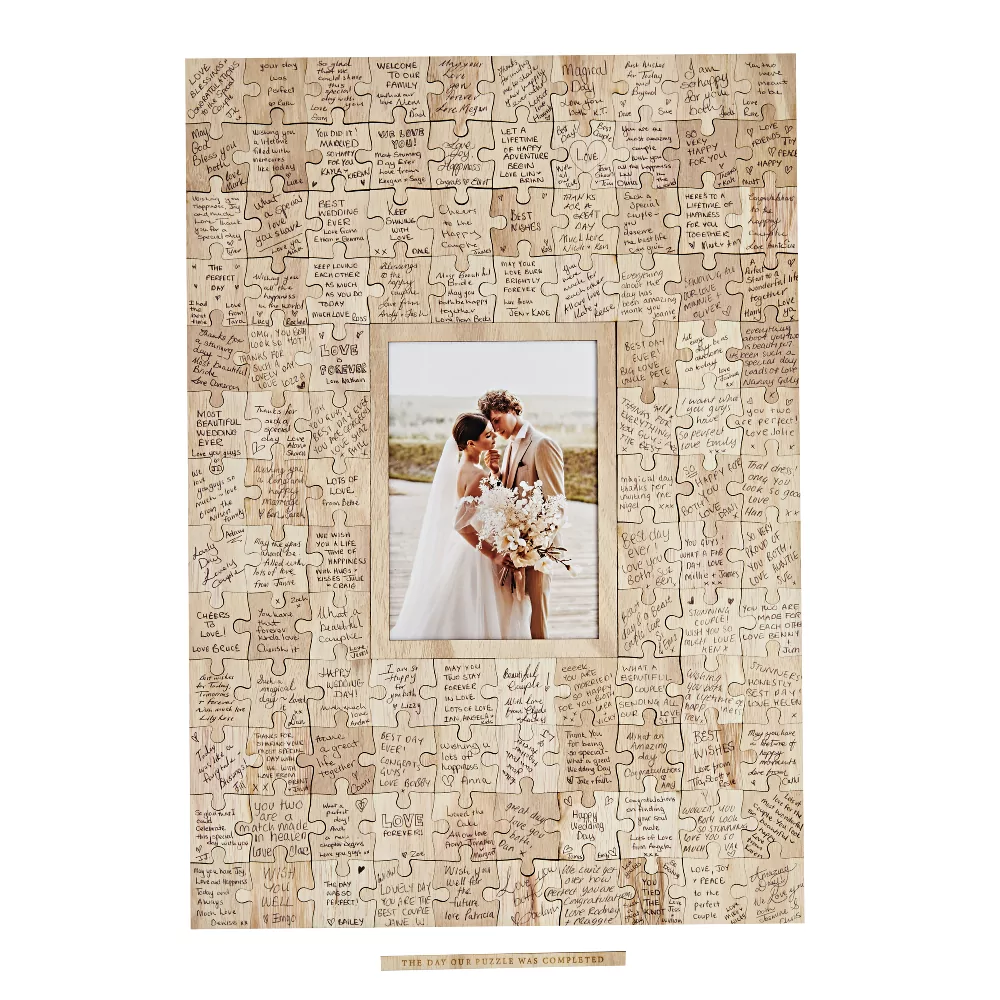 gastenboek houten puzzelstukjes