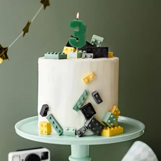 groene lego taart kaars cijfer 3