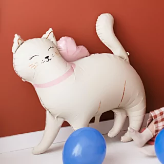 folieballon kat creme en roze